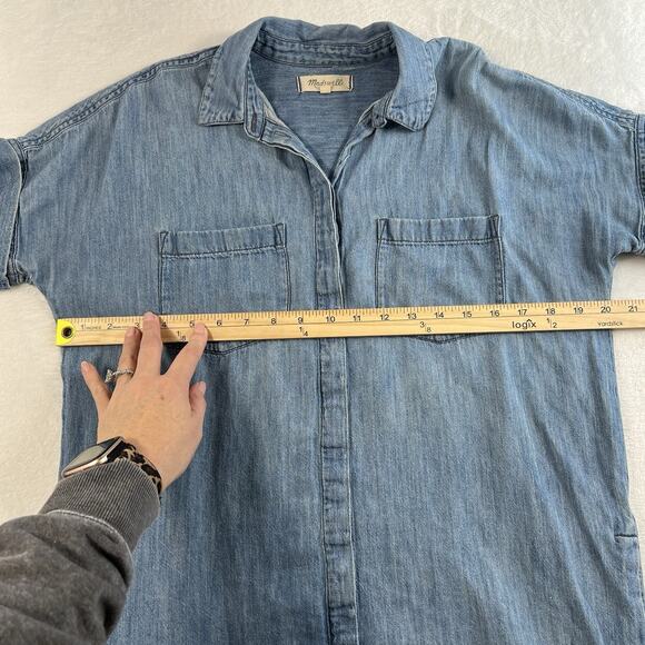 MADEWELL Sz S Courier Denim Dress Shirtdress Lauryn Wash Blue Relaxed Fit Casual - Picture 13 of 16